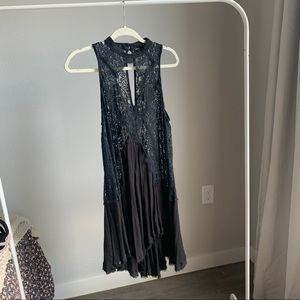 Free People Black Tell Tale Lace Tunic Dress